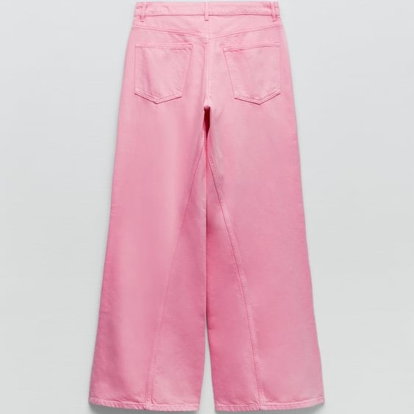 NWT ZARA SUPER WIDE LEG JEANS Pastel pink - Picture 5 of 6